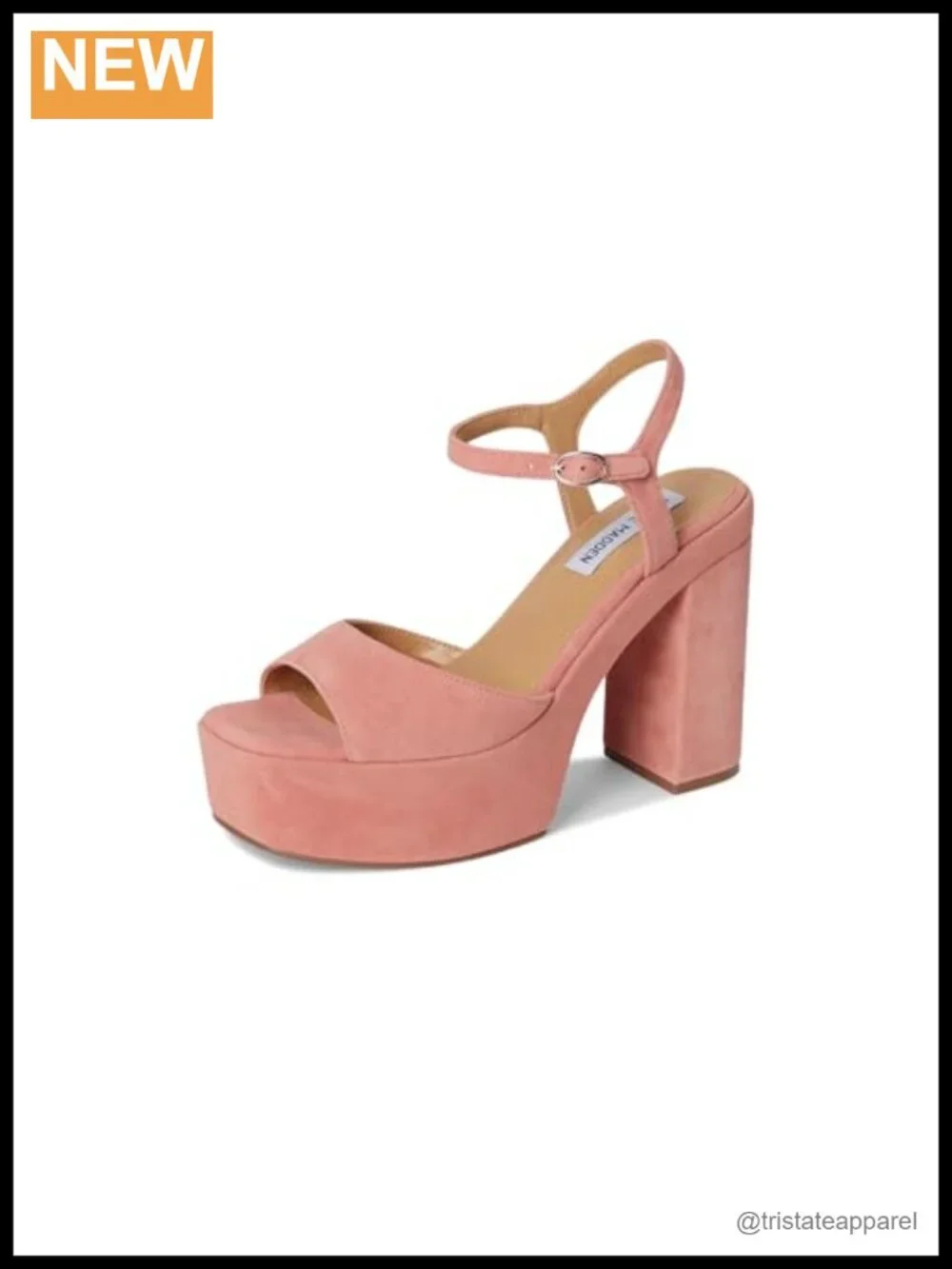 Suede Platform Heels with Ankle Strap Square Toe